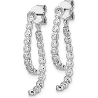 14K White Gold Polished Diamond Front and Back Dangle Earrings - 0.40 Carats Total Diamond Weight by Oro Pregiato