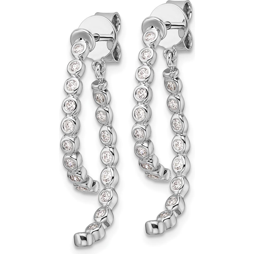 14K White Gold Polished Diamond Front and Back Dangle Earrings - 0.40 Carats Total Diamond Weight by Oro Pregiato