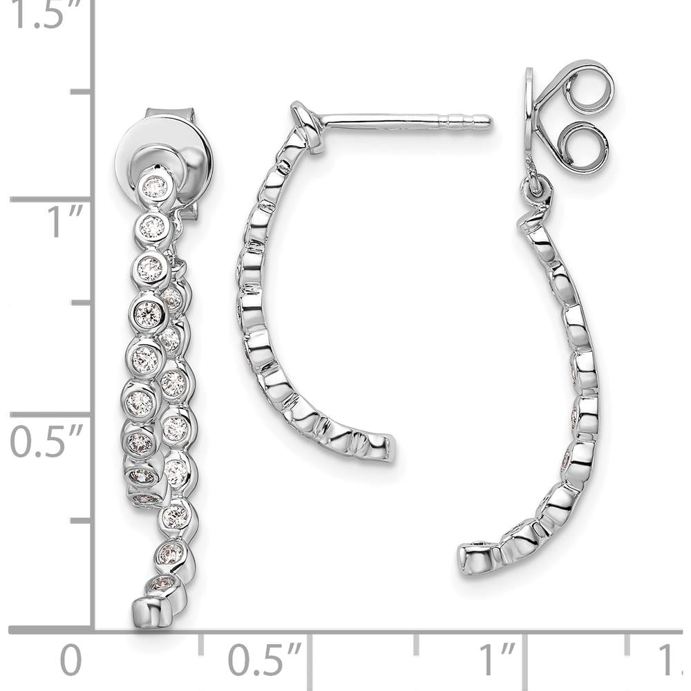 14K White Gold Polished Diamond Front and Back Dangle Earrings - 0.40 Carats Total Diamond Weight by Oro Pregiato