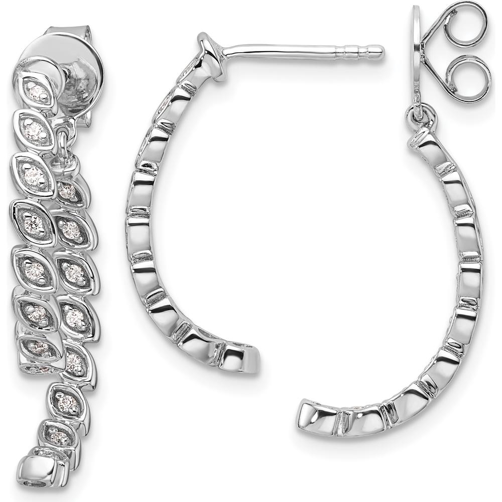 14K White Gold Polished Diamond Front and Back Dangle Earrings - 1.0 Carats Total Diamond Weight by Oro Pregiato