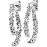 14K White Gold Polished Diamond Front and Back Dangle Earrings - 1.0 Carats Total Diamond Weight by Oro Pregiato