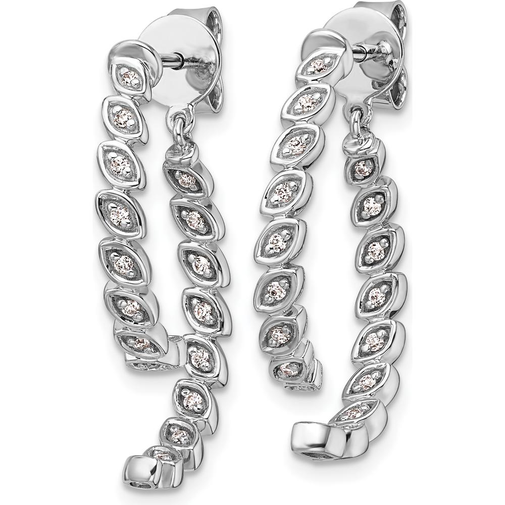14K White Gold Polished Diamond Front and Back Dangle Earrings - 1.0 Carats Total Diamond Weight by Oro Pregiato