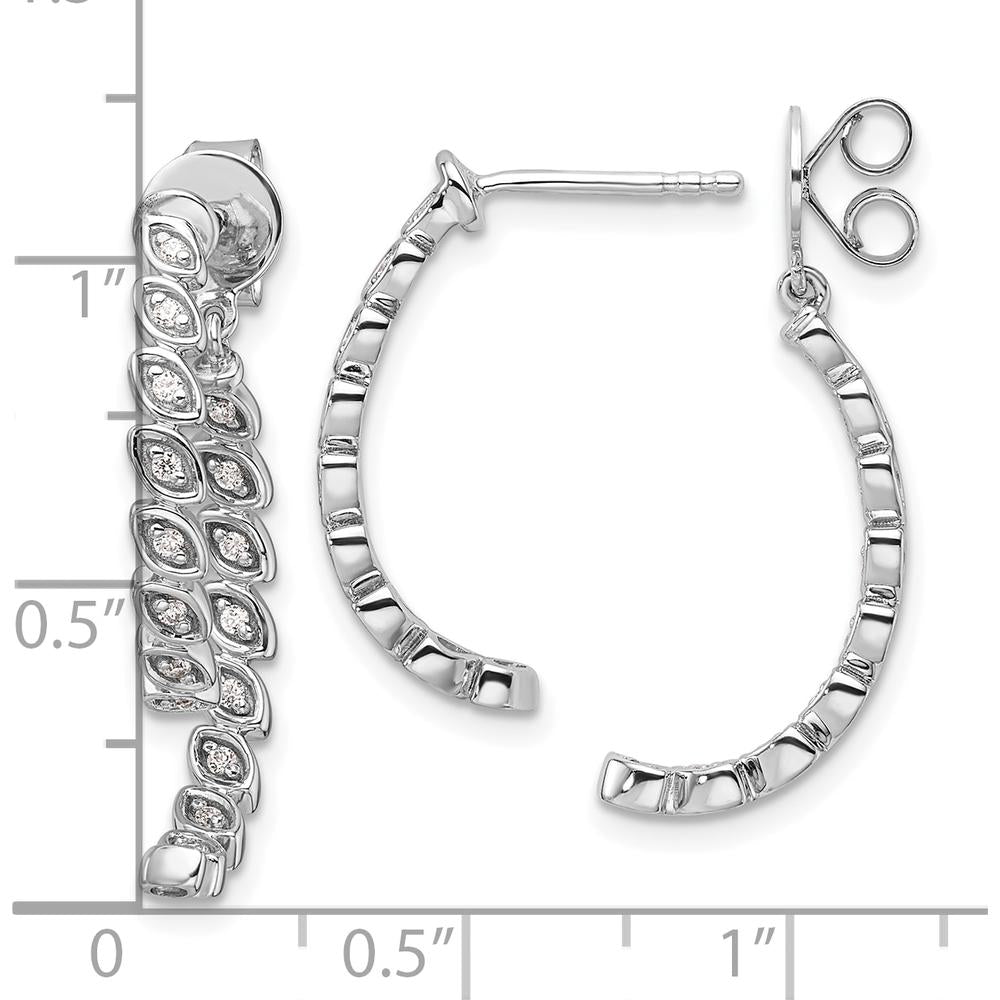 14K White Gold Polished Diamond Front and Back Dangle Earrings - 1.0 Carats Total Diamond Weight by Oro Pregiato