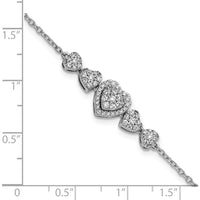 14K White Gold Polished Diamond Heart Bracelet with 5 Diamonds - 5/8 Carats Total Diamond Weight by Oro Pregiato