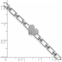 14K White Gold Polished Diamond Heart Cluster Fancy Link Bracelet with 0.15 Carats Diamond - 7" with Extender by Oro Pregiato