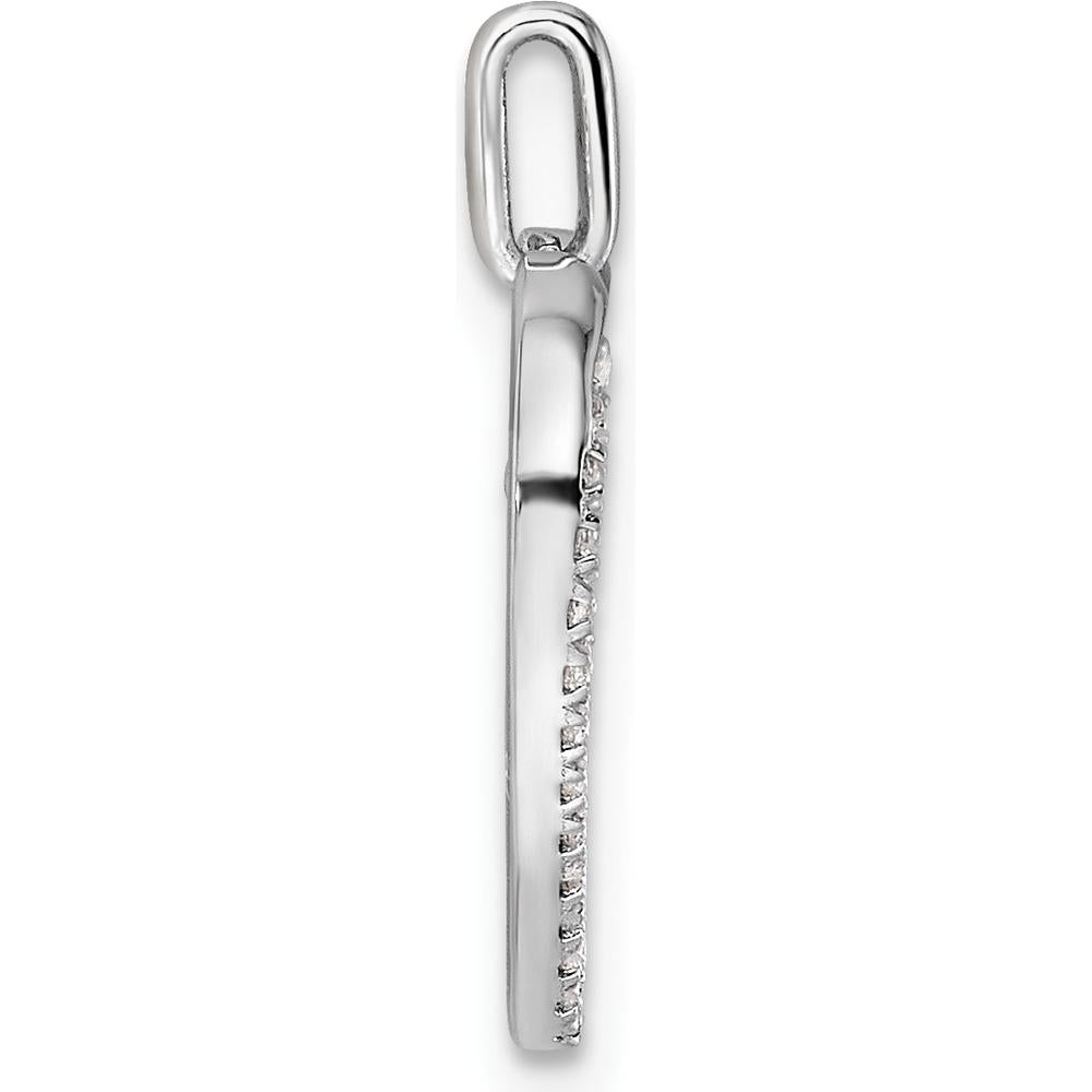 14K White Gold Polished Diamond Heart Dangle Cross Pendant - 1/6 Carat Total Diamond Weight by Oro Pregiato