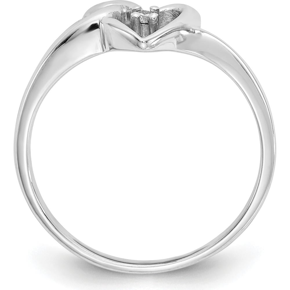 14K White Gold Polished Diamond Heart Ring - 0.02 Carat Total Diamond Weight by Monteluci Fine Jewelry