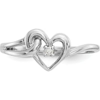 14K White Gold Polished Diamond Heart Ring - 0.02 Carat Total Diamond Weight by Monteluci Fine Jewelry
