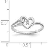 14K White Gold Polished Diamond Heart Ring - 0.02 Carat Total Diamond Weight by Monteluci Fine Jewelry