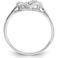 14K White Gold Polished Diamond Heart Ring with 2 Round Diamonds - 0.015 Carat Total Diamond Weight by Monteluci Fine Jewelry