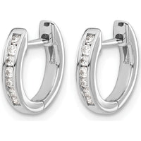 14K White Gold Polished Diamond Hinged Hoop Earrings - 0.01 Carat Total Diamond Weight by Monteluci Fine Jewelry