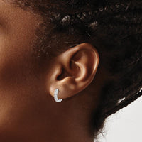 14K White Gold Polished Diamond Hinged Hoop Earrings - 0.01 Carat Total Diamond Weight by Monteluci Fine Jewelry