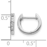14K White Gold Polished Diamond Hinged Hoop Earrings - 0.01 Carat Total Diamond Weight by Monteluci Fine Jewelry