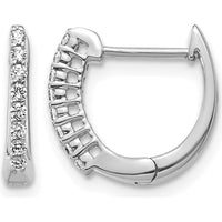 14K White Gold Polished Diamond Hinged Hoop Earrings - 0.01 Carat Total Diamond Weight by Monteluci Fine Jewelry
