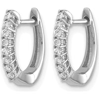 14K White Gold Polished Diamond Hinged Hoop Earrings - 0.01 Carat Total Diamond Weight by Monteluci Fine Jewelry