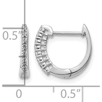 14K White Gold Polished Diamond Hinged Hoop Earrings - 0.01 Carat Total Diamond Weight by Monteluci Fine Jewelry