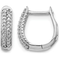 14K White Gold Polished Diamond Hinged Hoop Earrings - 0.014 Carat Total Diamond Weight by Monteluci Fine Jewelry