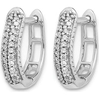 14K White Gold Polished Diamond Hinged Hoop Earrings - 0.014 Carat Total Diamond Weight by Monteluci Fine Jewelry