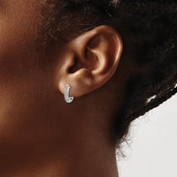 14K White Gold Polished Diamond Hinged Hoop Earrings - 0.014 Carat Total Diamond Weight by Monteluci Fine Jewelry