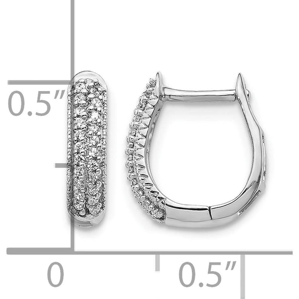 14K White Gold Polished Diamond Hinged Hoop Earrings - 0.014 Carat Total Diamond Weight by Monteluci Fine Jewelry