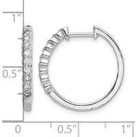 14K White Gold Polished Diamond Hinged Hoop Earrings with Natural Round Diamonds - 0.027 Carat Total Diamond Weight by Monteluci Fine Jewelry