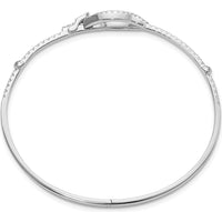 14K White Gold Polished Diamond Hinged Oval Bangle Bracelet - 7/8 Carats Total Diamond Weight by Oro Pregiato
