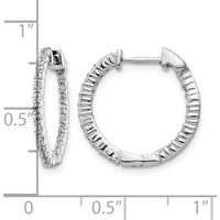 14K White Gold Polished Diamond In/Out Hinged Hoop Earrings - 0.022 Carat Total Diamond Weight by Monteluci Fine Jewelry