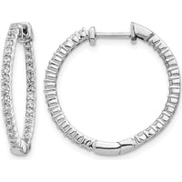 14K White Gold Polished Diamond In/Out Hinged Hoop Earrings - 0.022 Carat Total Diamond Weight by Monteluci Fine Jewelry
