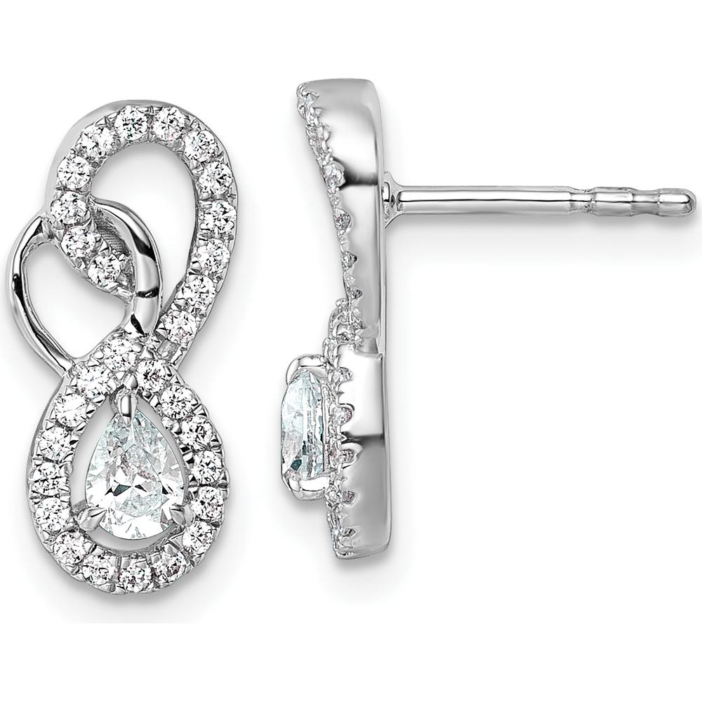 14K White Gold Polished Diamond Infinity Drop Earrings - 1.00 Carats Total Diamond Weight by Oro Pregiato