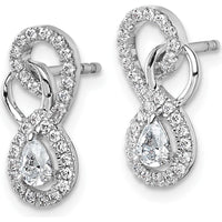 14K White Gold Polished Diamond Infinity Drop Earrings - 1.00 Carats Total Diamond Weight by Oro Pregiato