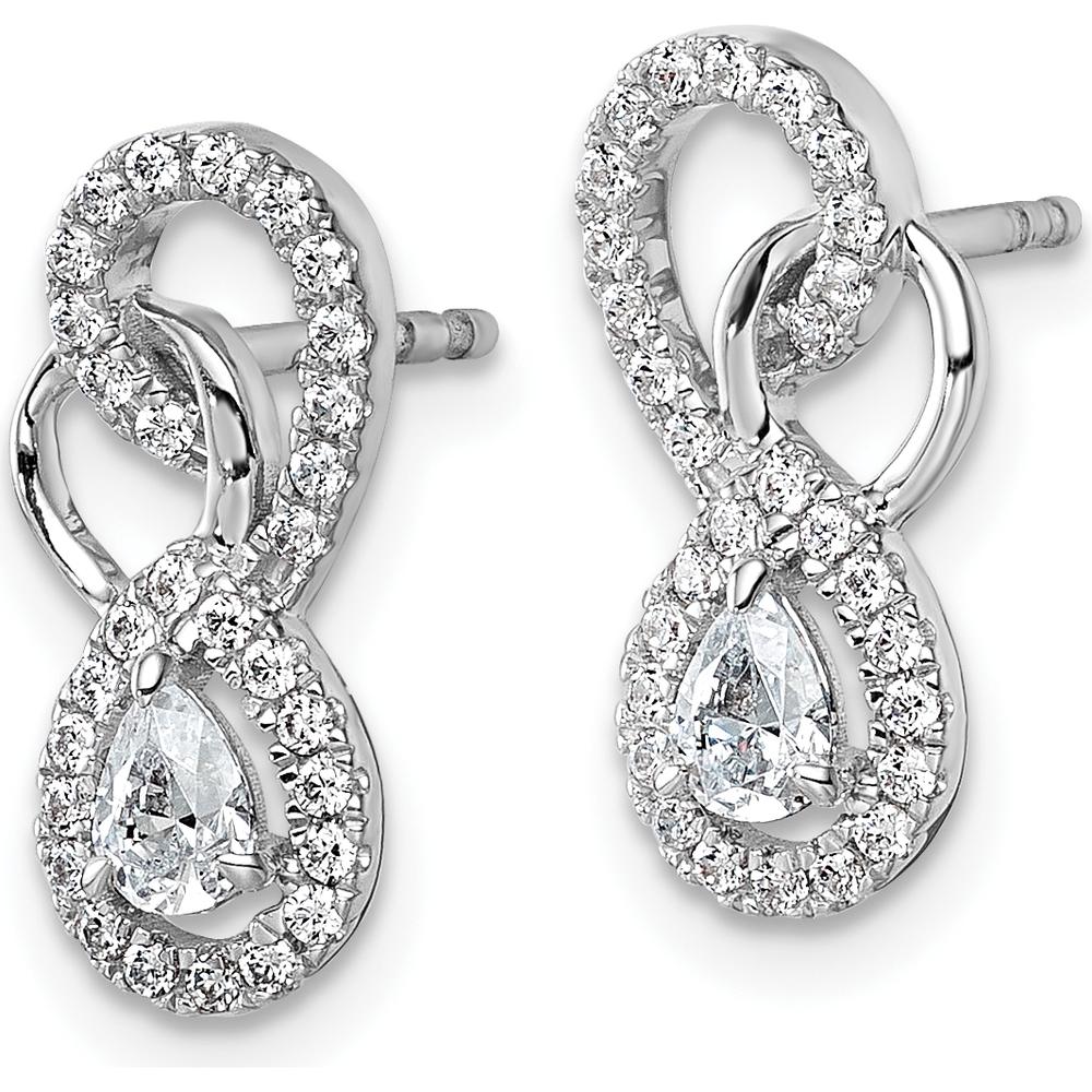14K White Gold Polished Diamond Infinity Drop Earrings - 1.00 Carats Total Diamond Weight by Oro Pregiato
