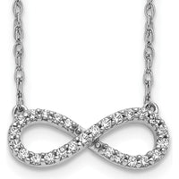 14K White Gold Polished Diamond Infinity Symbol Necklace - 1/6 Carat Total Diamond Weight by Monteluci Fine Jewelry