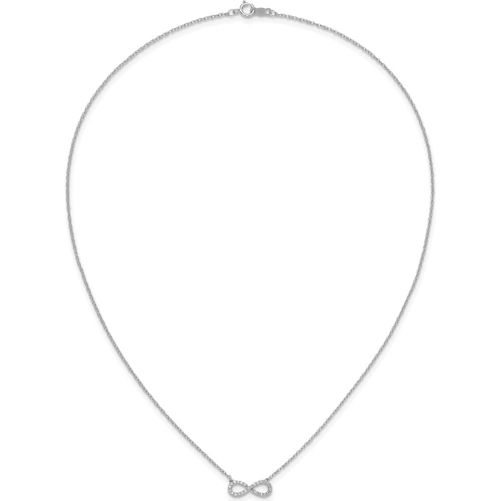 14K White Gold Polished Diamond Infinity Symbol Necklace - 1/6 Carat Total Diamond Weight by Monteluci Fine Jewelry