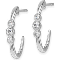 14K White Gold Polished Diamond J-Hoop Post Earrings - 0.30 Carats Total Diamond Weight by Oro Pregiato