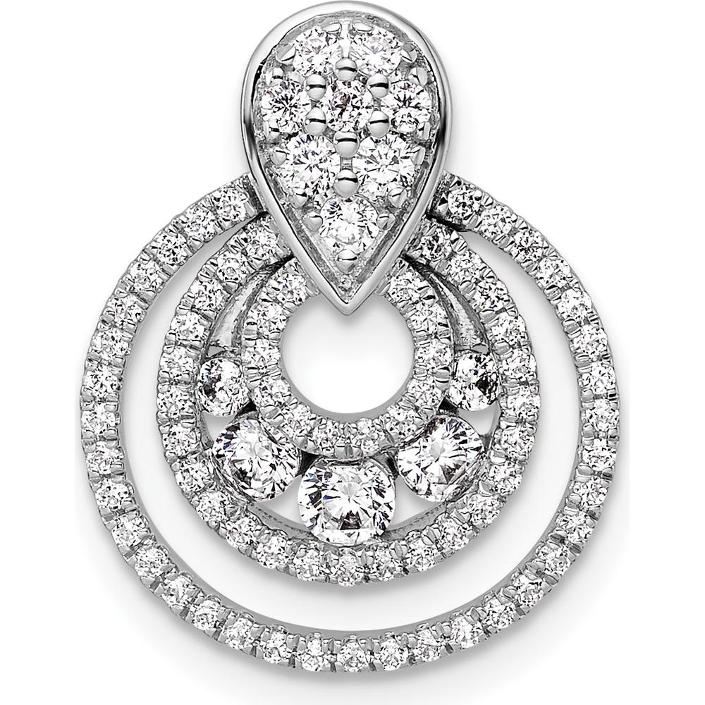 14K White Gold Polished Diamond Layered Circles Doorknocker Pendant - 0.63 Carat Total Diamond Weight by Oro Pregiato