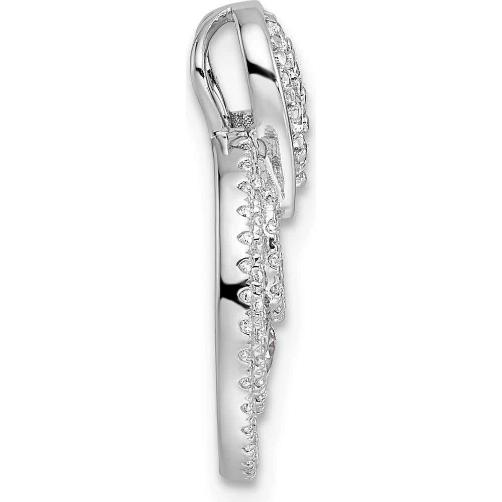 14K White Gold Polished Diamond Layered Circles Doorknocker Pendant - 0.63 Carat Total Diamond Weight by Oro Pregiato
