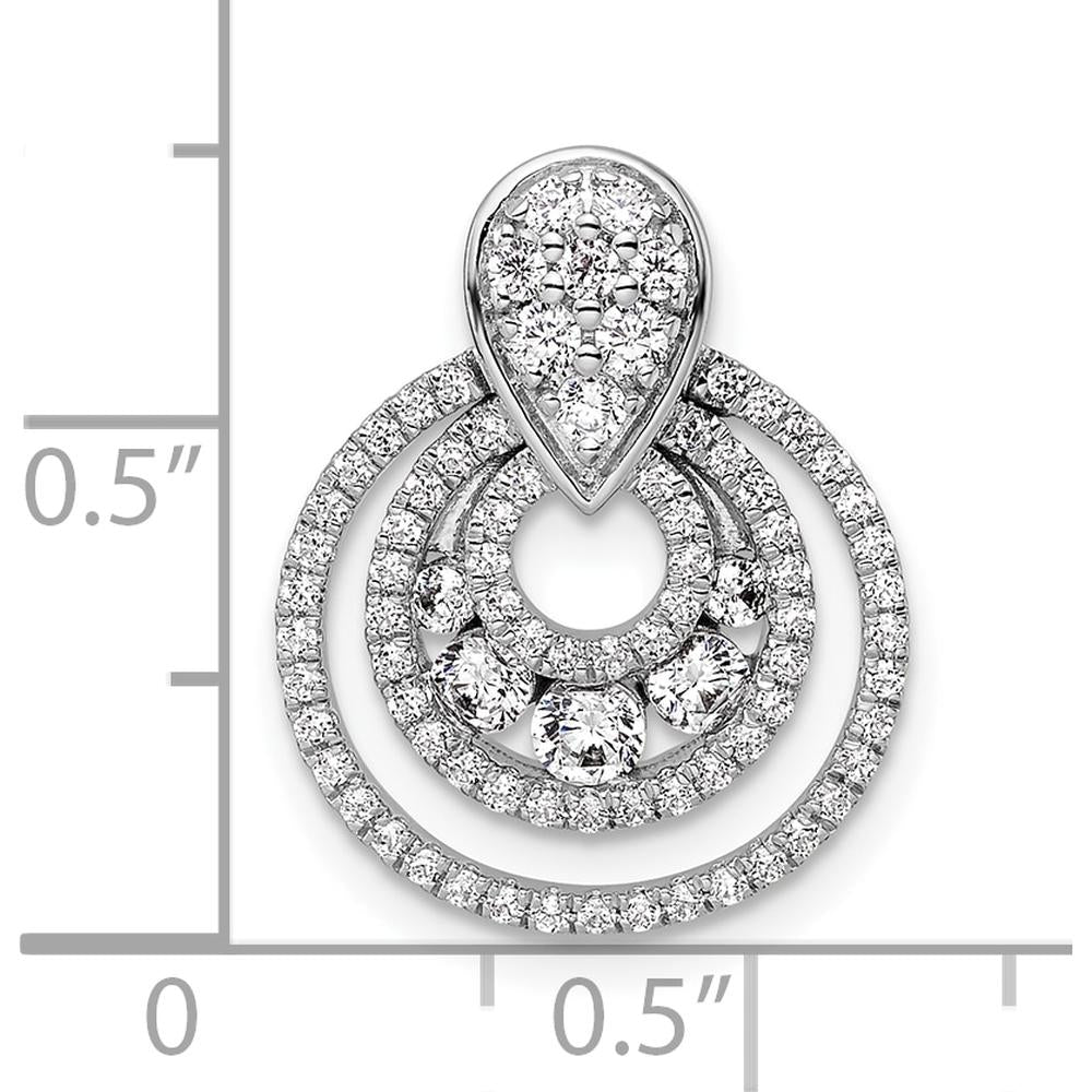 14K White Gold Polished Diamond Layered Circles Doorknocker Pendant - 0.63 Carat Total Diamond Weight by Oro Pregiato