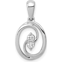 14K White Gold Polished Diamond Oval Pendant with 1/8 Carat Round Diamonds by Monteluci Fine Jewelry