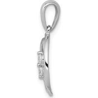 14K White Gold Polished Diamond Oval Pendant with 1/8 Carat Round Diamonds by Monteluci Fine Jewelry