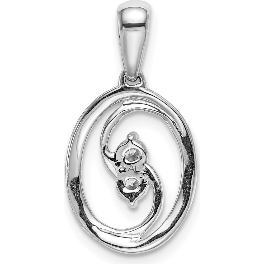 14K White Gold Polished Diamond Oval Pendant with 1/8 Carat Round Diamonds by Monteluci Fine Jewelry