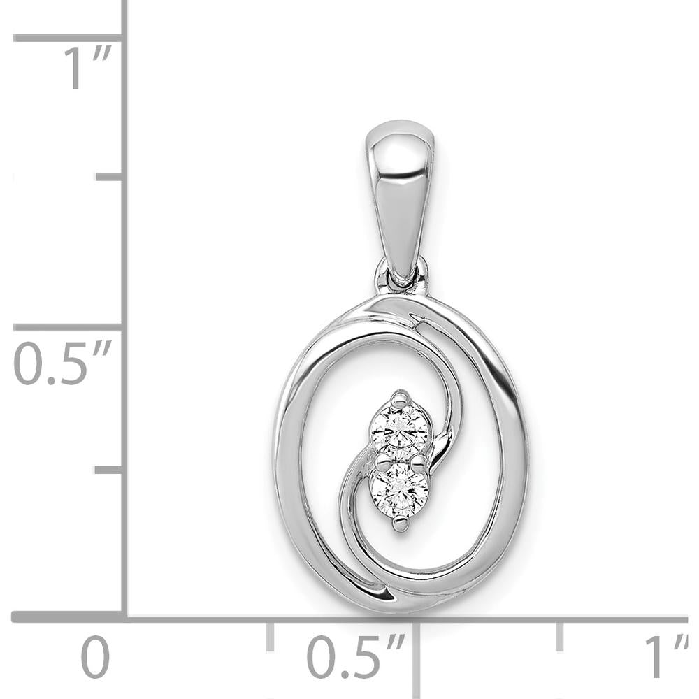 14K White Gold Polished Diamond Oval Pendant with 1/8 Carat Round Diamonds by Monteluci Fine Jewelry