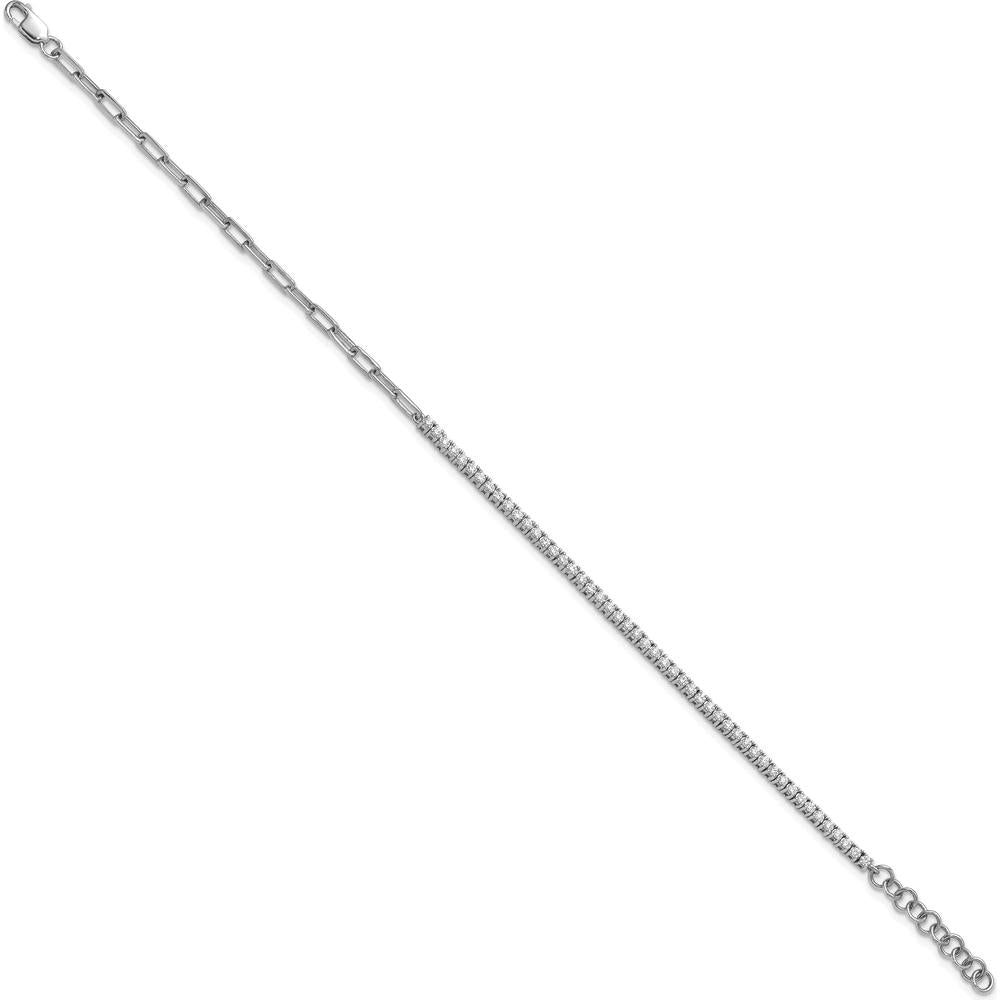14K White Gold Polished Diamond Paperclip Link Bracelet - 0.7 Carats Total Diamond Weight by Oro Pregiato