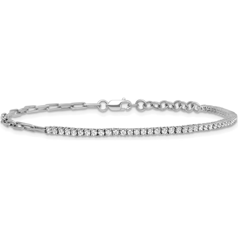 14K White Gold Polished Diamond Paperclip Link Bracelet - 0.7 Carats Total Diamond Weight by Oro Pregiato