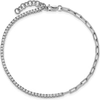 14K White Gold Polished Diamond Paperclip Link Bracelet - 0.7 Carats Total Diamond Weight by Oro Pregiato