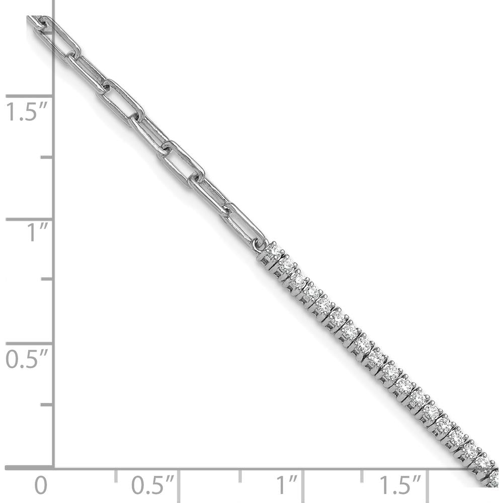 14K White Gold Polished Diamond Paperclip Link Bracelet - 0.7 Carats Total Diamond Weight by Oro Pregiato