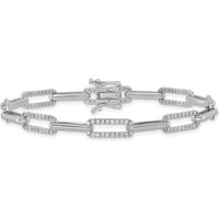 14K White Gold Polished Diamond Paperclip Link Bracelet - 1.4 Carats Total Diamond Weight by Oro Pregiato