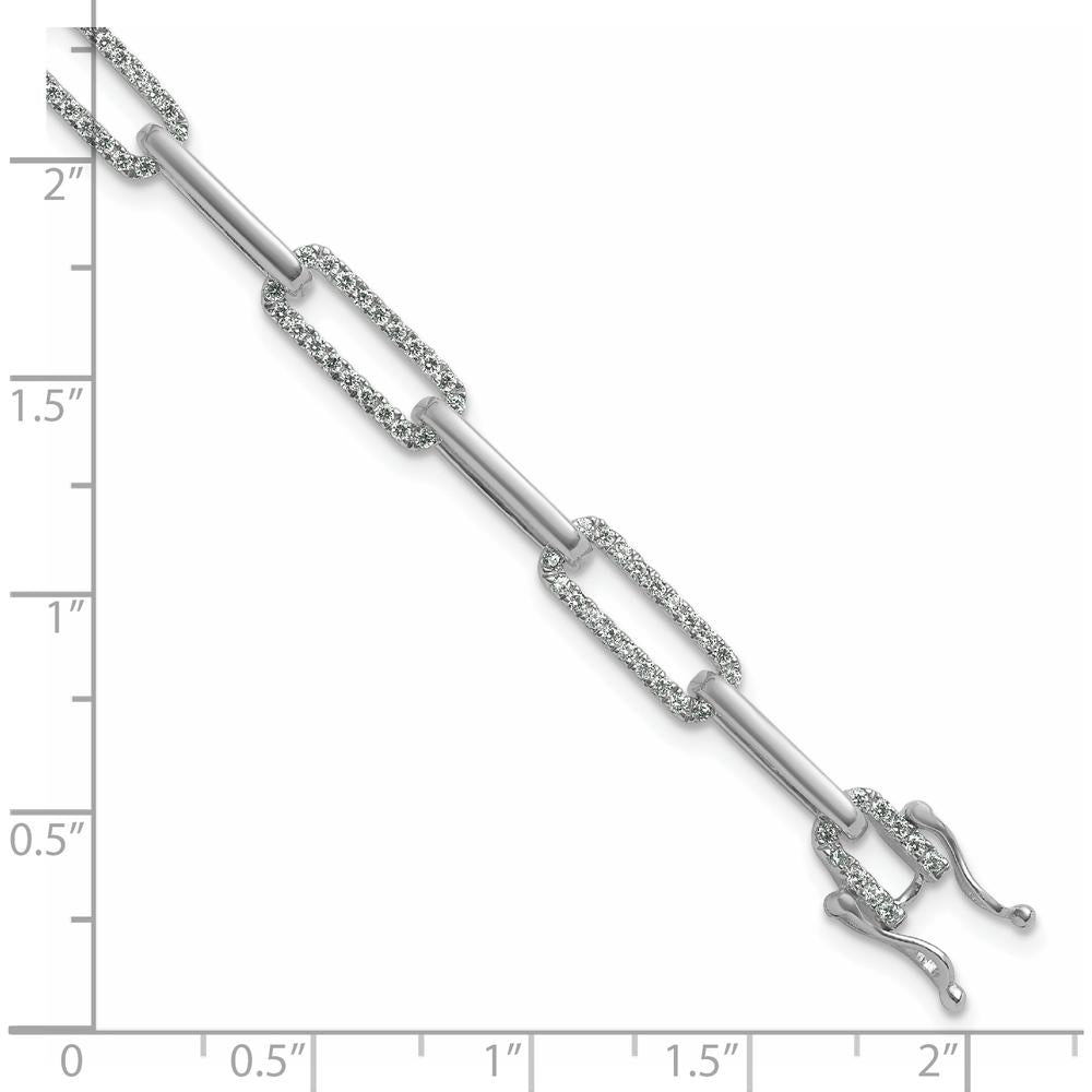 14K White Gold Polished Diamond Paperclip Link Bracelet - 1.4 Carats Total Diamond Weight by Oro Pregiato
