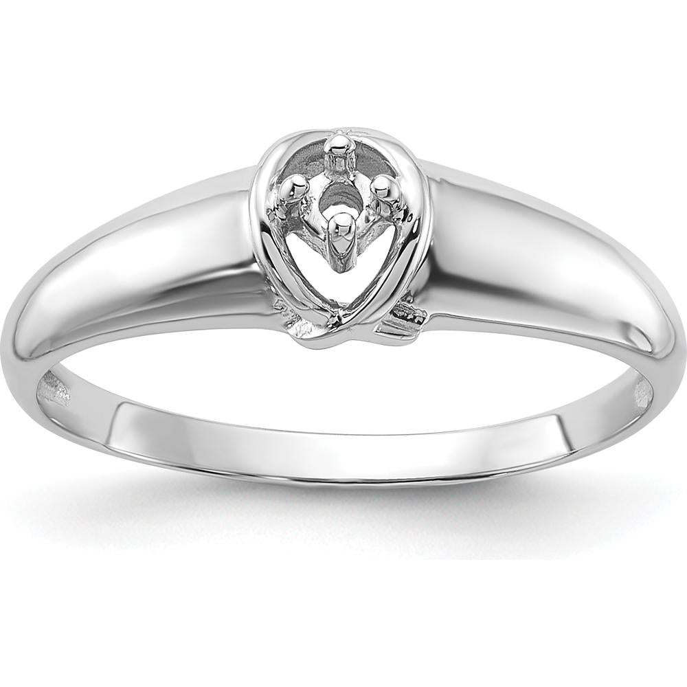 14K White Gold Polished Diamond Ring Mounting for Round Center Stone - 1.8mm Setting by Oro Pregiato