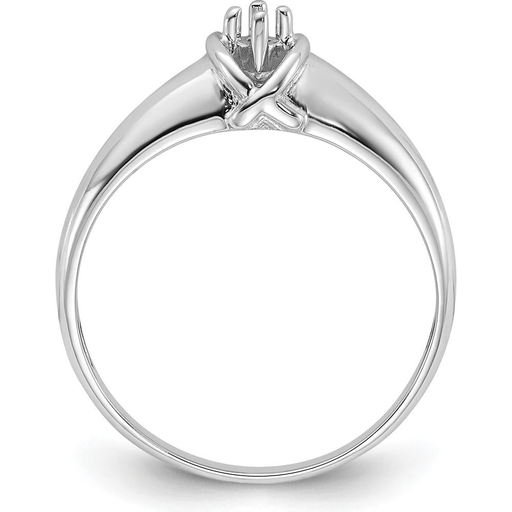 14K White Gold Polished Diamond Ring Mounting for Round Center Stone - 1.8mm Setting by Oro Pregiato