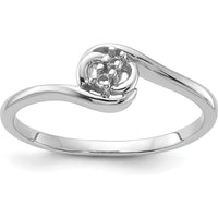 14K White Gold Polished Diamond Ring Mounting with Round Stone Settings - Customizable Design Base by Oro Pregiato